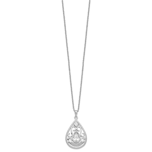 Sentimental Expressions Sterling Silver Rhodium-plated CZ In Loving Memory 18in Necklace QSX529