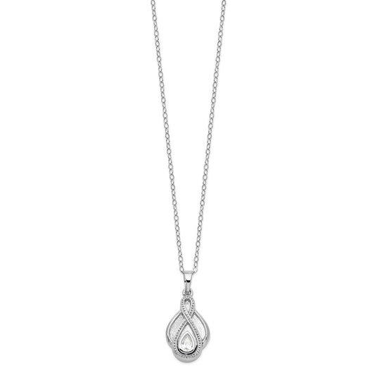Sentimental Expressions Sterling Silver Rhodium-plated CZ Tear Of Strength Ash Holder 18 Inch Necklace QSX533