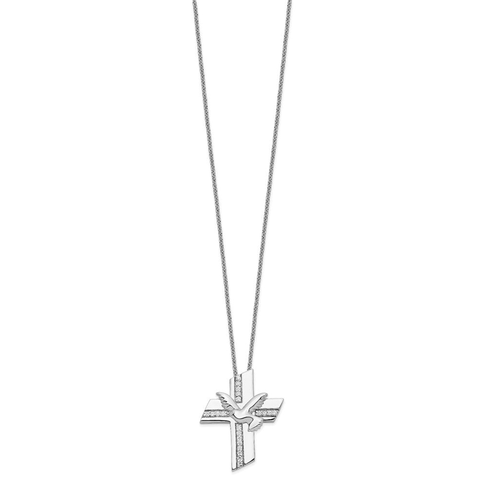 Sentimental Expressions Sterling Silver Rhodium-plated CZ Confirmation Blessings 18in. Necklace QSX554