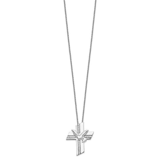 Sentimental Expressions Sterling Silver Rhodium-plated CZ Confirmation Blessings 18in. Necklace QSX554