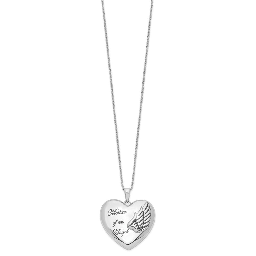 Sentimental Expressions Sterling Silver Rhodium-plated and Antiqued Mother of an Angel 18 Inch Necklace QSX570