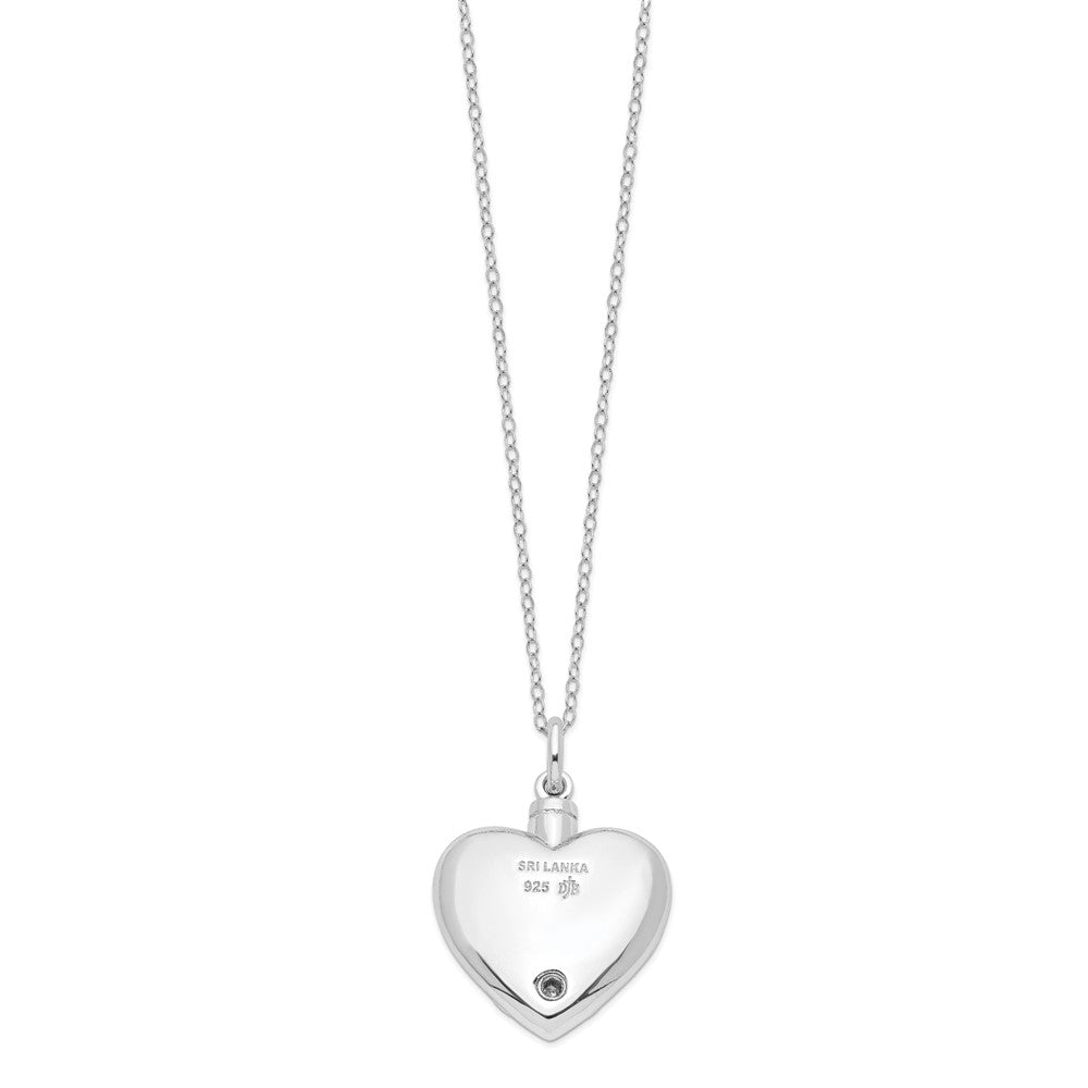 Sentimental Expressions Sterling Silver Rhodium-plated Antiqued Grieving Heart Ash Holder 18 Inch Necklace QSX573