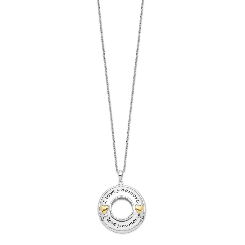 Sentimental Expressions Sterling Silver Gold-plated Antiqued CZ I Love You More 18in. Necklace QSX599