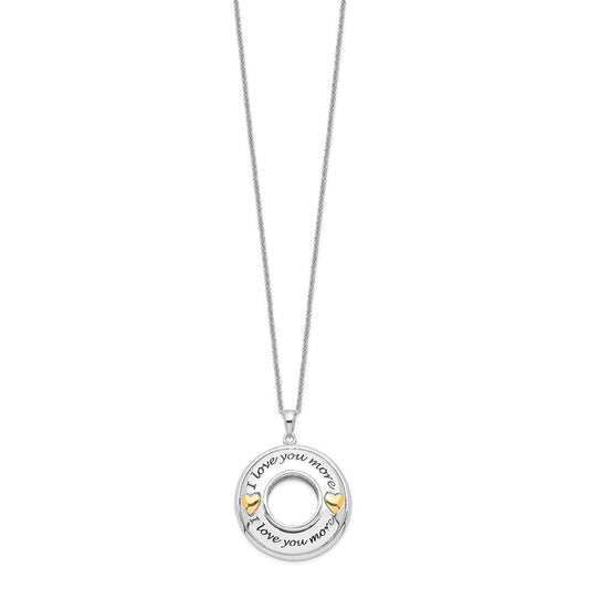 Sentimental Expressions Sterling Silver Gold-plated Antiqued CZ I Love You More 18in. Necklace QSX599