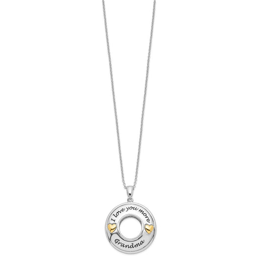 Sentimental Expressions Sterling Silver Gold-plated Antique CZ I Love You More Grandma 18in Necklace QSX601