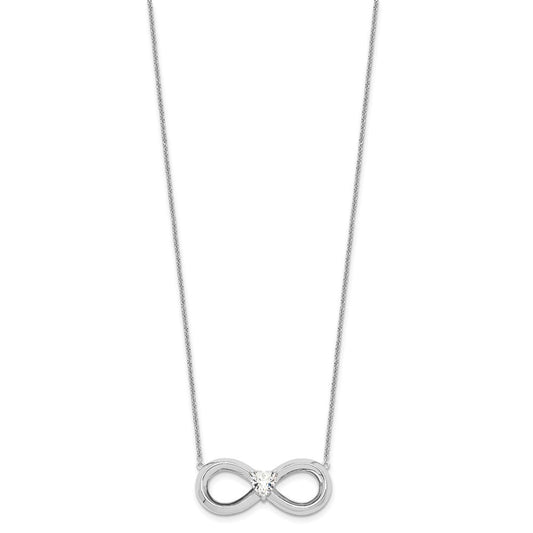 Sentimental Expressions Sterling Silver Rhodium-plated CZ Antiqued Forever 19in. Necklace QSX644