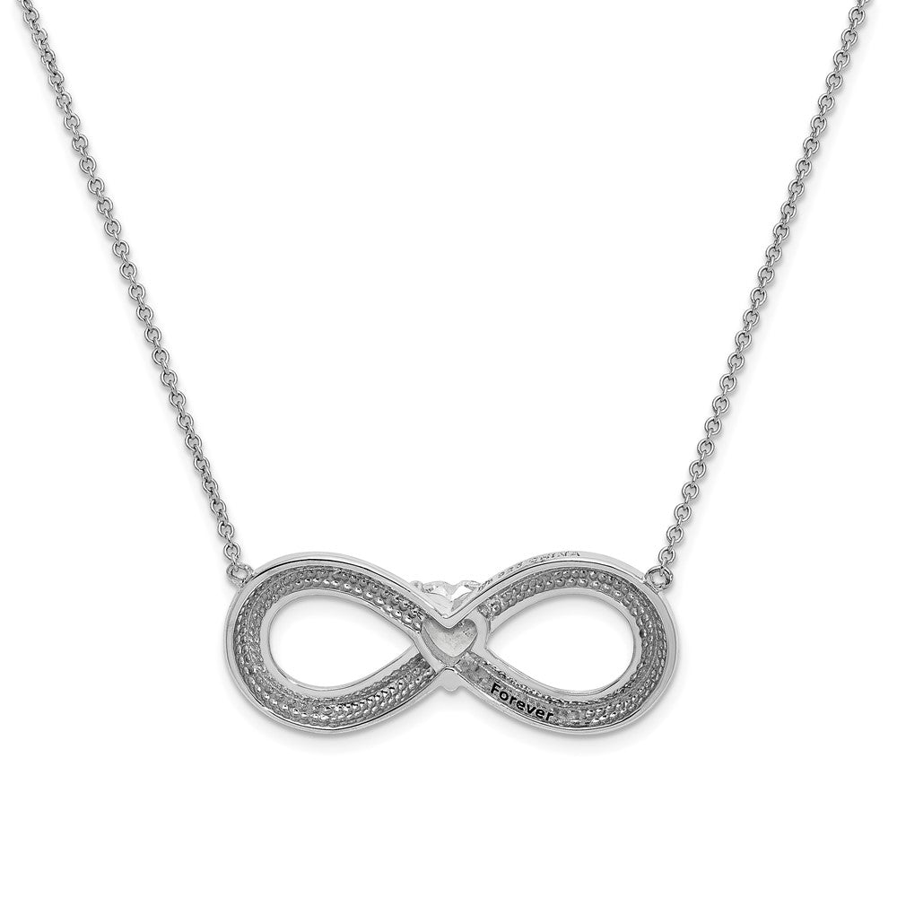 Sentimental Expressions Sterling Silver Rhodium-plated CZ Antiqued Forever 19in. Necklace QSX644