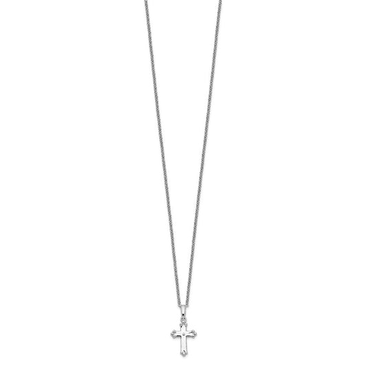 Sentimental Expressions Sterling Silver Rhodium-plated CZ Believe Big 14in. Necklace with 2in. ext QSX657
