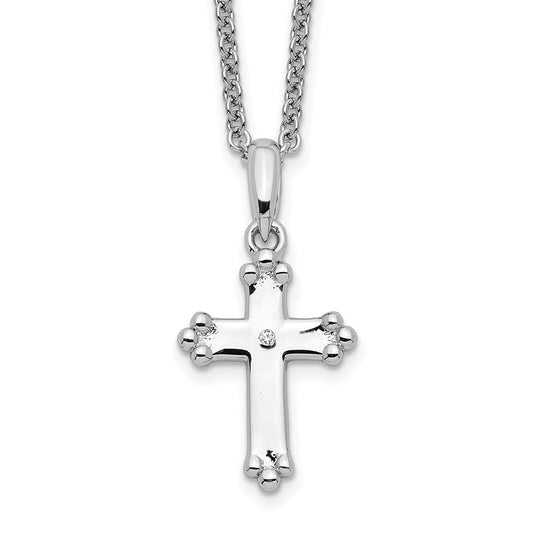 Sentimental Expressions Sterling Silver Rhodium-plated CZ Believe Big 14in. Necklace with 2in. ext QSX657