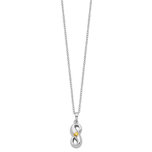 Sentimental Expressions Sterling Silver Rhodium-plated Gold-tone Heart Accent Infinite Love Ash Holder 18 Inch Necklace QSX696