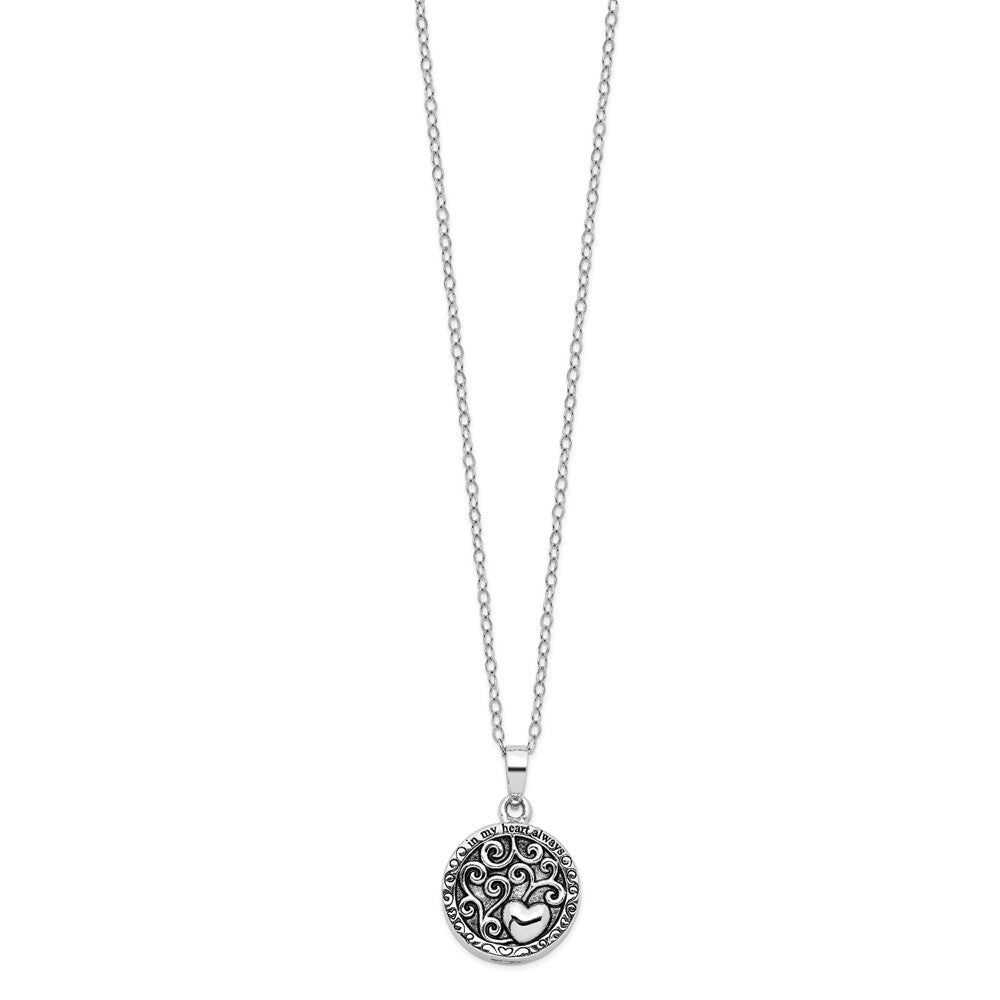 Sentimental Expressions Sterling Silver  Antiqued In My Heart Ash Holder 18 Inch Necklace QSX710