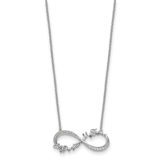 Sentimental Expressions Sterling Silver Rhodium-plated CZ My Daughter My Friend 18in Necklace QSX717