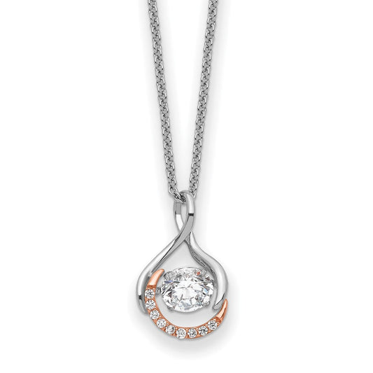 Sentimental Expressions Sterling Silver Rose-tone SS and Rose-Tone Vibrant CZ Warm Embrace 18in Necklace QSX731