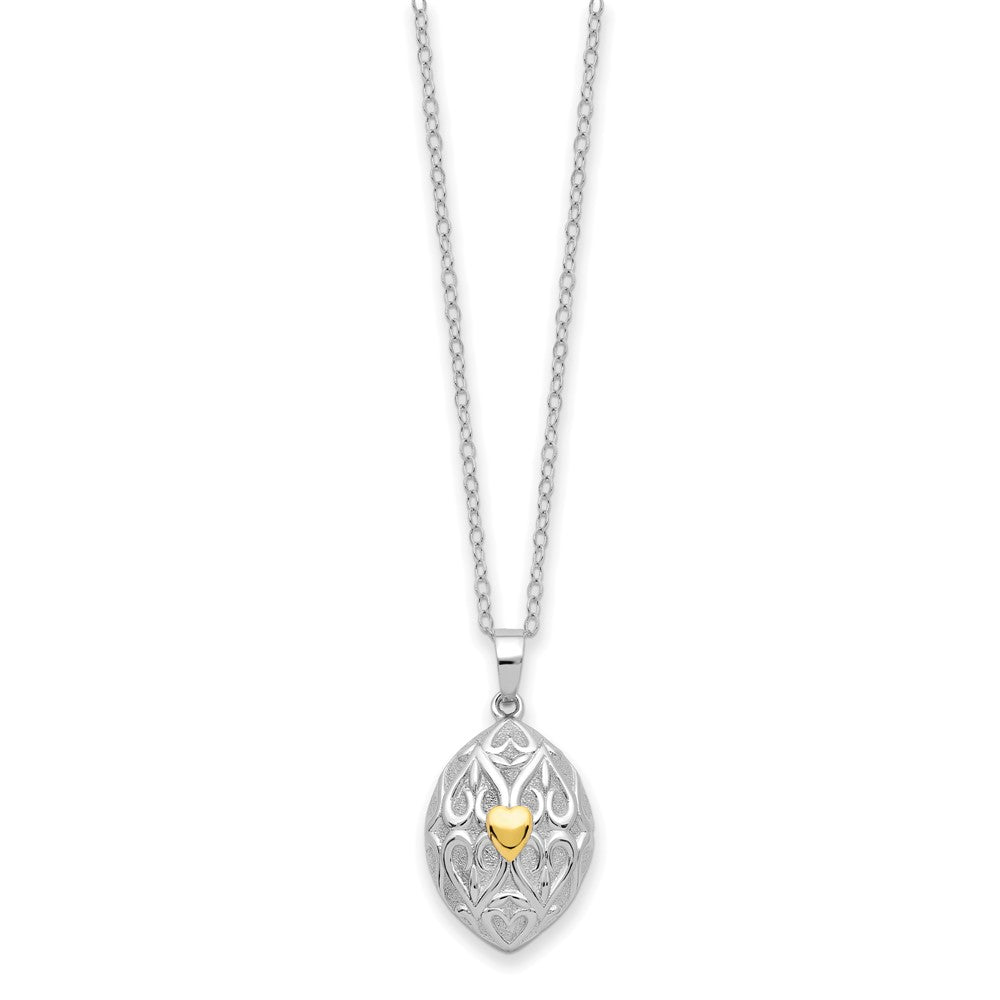 Sentimental Expressions Sterling Silver Rhodium-plated Gold-tone Heart in Egg Shaped Ash Holder 18 Inch Necklace QSX781