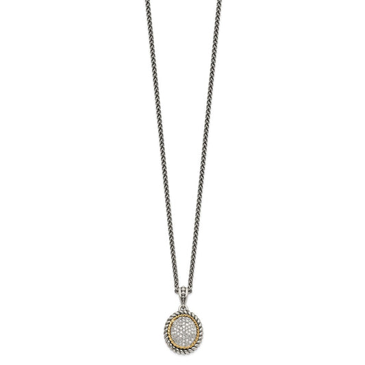 Shey Couture Sterling Silver with 14K Accent 18 Inch Antiqued Diamond Necklace QTC1036