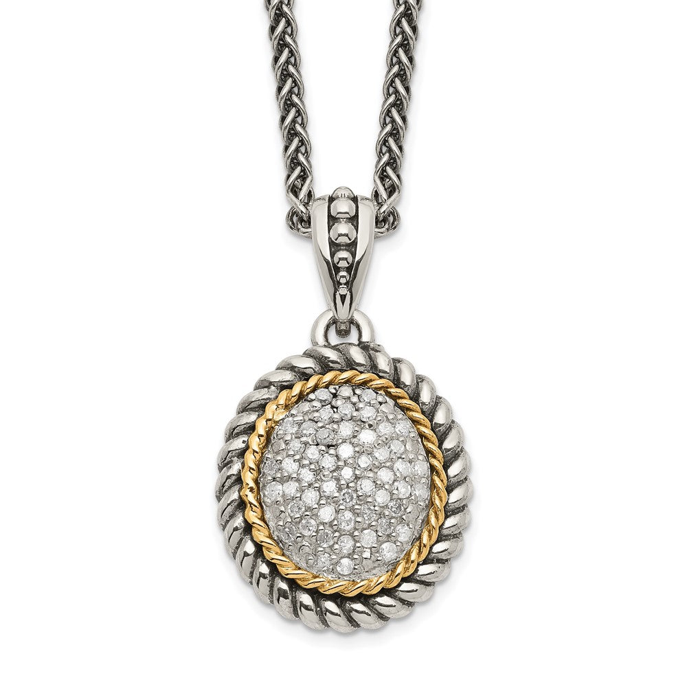 Shey Couture Sterling Silver with 14K Accent 18 Inch Antiqued Diamond Necklace QTC1036