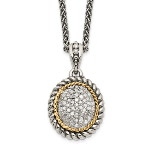 Shey Couture Sterling Silver with 14K Accent 18 Inch Antiqued Diamond Necklace QTC1036