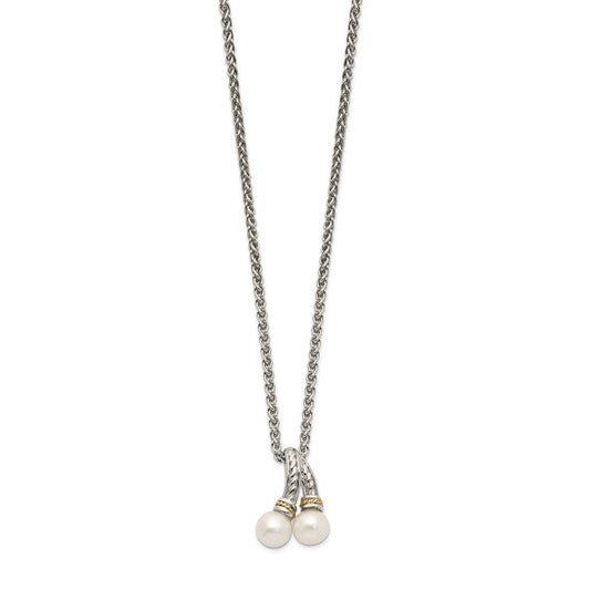 Shey Couture Sterling Silver Rhodium-plated with 14K Accent 18 Inch 6-7mm Freshwater Cultured Pearl Necklace QTC1534