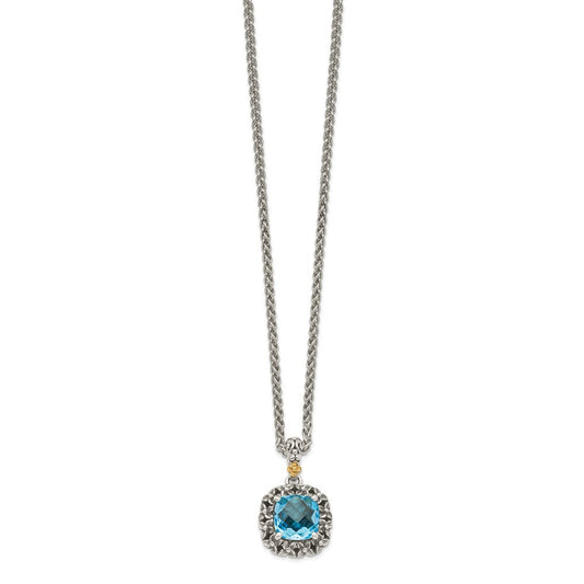 Shey Couture Sterling Silver with 14K Accent 18 Inch Antiqued Blue Topaz Necklace QTC1609