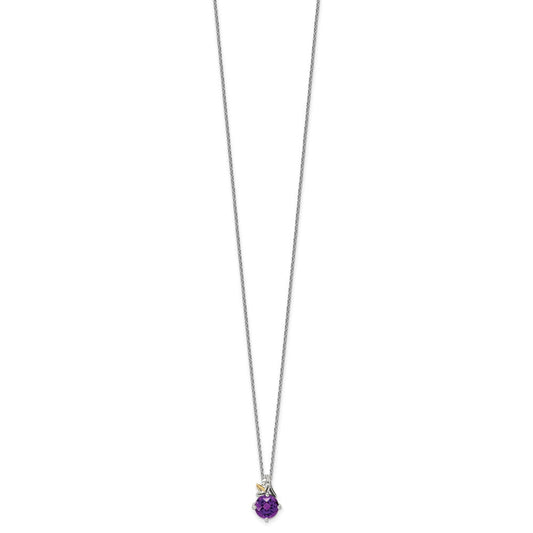 Shey Couture Sterling Silver with 14K Accent 18 Inch Round Amethyst Necklace with 2 Inch Extender QTC1747