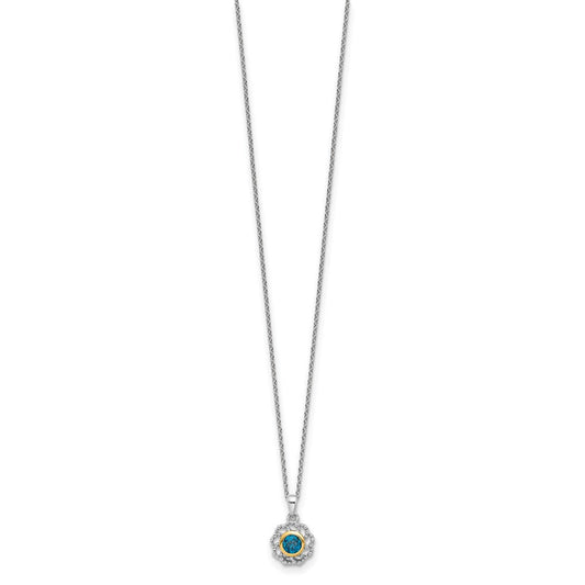 Shey Couture Sterling Silver Rhodium-plated with 14k Accent London Blue Topaz 18 inch Necklace QTC1810