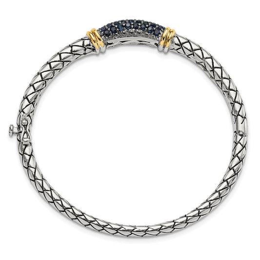 Shey Couture Sterling Silver Rhodium-plated with 14k Accent Sapphire Bangle Bracelet QTC1813