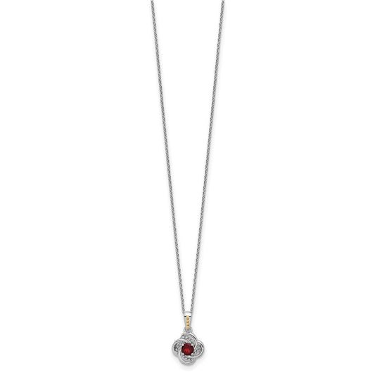 Shey Couture Sterling Silver Rhodium-plated with 14k Accent Garnet 18 inch Necklace QTC1821