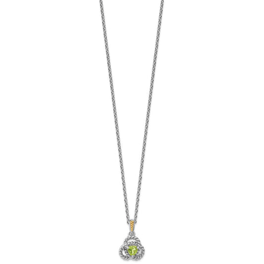 Shey Couture Sterling Silver Rhodium-plated with 14k Accent Peridot 18 inch Necklace QTC1824