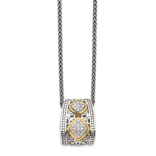 Shey Couture Sterling Silver Antiqued with 14K Accent Diamond 18 Inch Necklace QTC185
