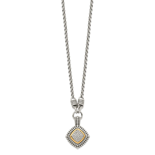 Shey Couture Sterling Silver with 14K Accent 17 Inch Antiqued Diamond Necklace QTC3