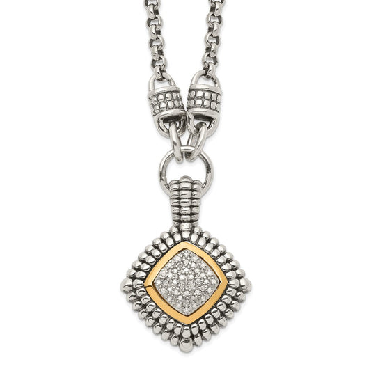 Shey Couture Sterling Silver with 14K Accent 17 Inch Antiqued Diamond Necklace QTC3