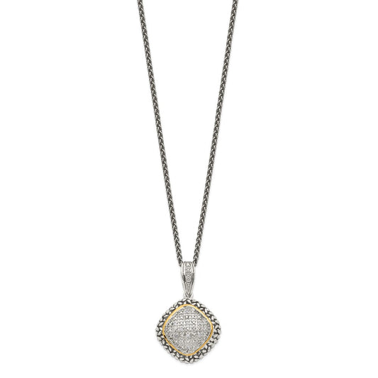 Shey Couture Sterling Silver with 14K Accent 18 Inch Antiqued Diamond Necklace QTC546