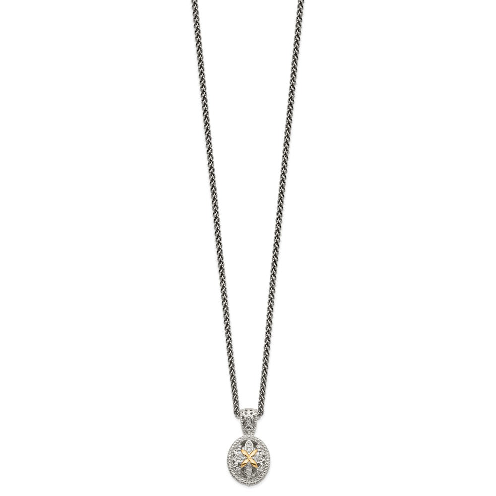 Shey Couture Sterling Silver Antiqued with 14K Accent 18 Inch Diamond Necklace QTC644