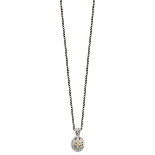 Shey Couture Sterling Silver Antiqued with 14K Accent 18 Inch Diamond Necklace QTC644