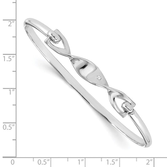 White Ice Sterling Silver Rhodium-plated Diamond Twist Bangle Bracelet QW187
