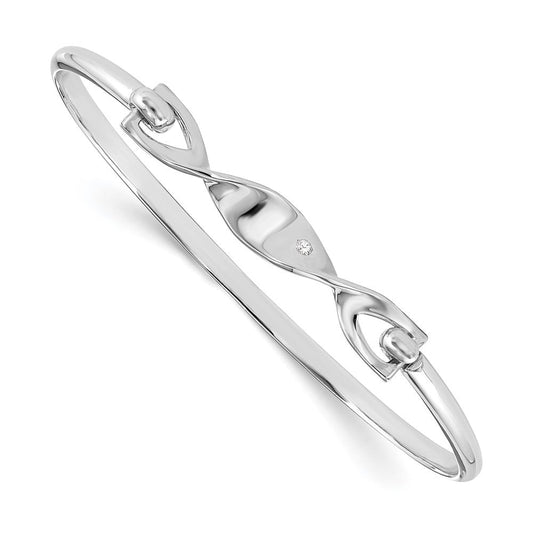 White Ice Sterling Silver Rhodium-plated Diamond Twist Bangle Bracelet QW187