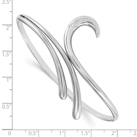 White Ice Sterling Silver Rhodium-plated Diamond Swirl Bangle Bracelet QW233