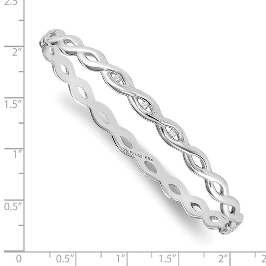 White Ice Sterling Silver Rhodium-plated Diamond Twist Bangle QW234