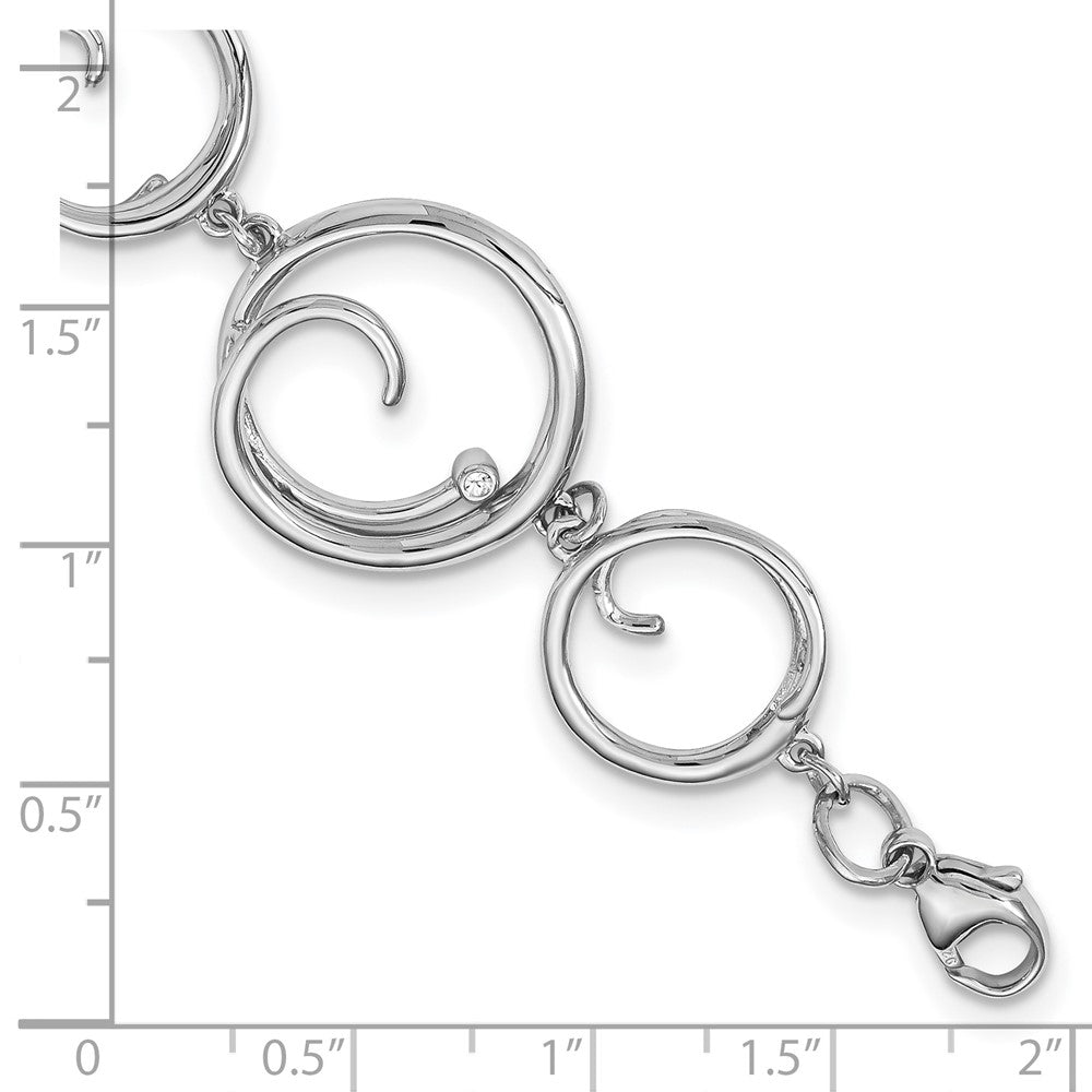 White Ice Sterling Silver Rhodium-plated 7 Inch Diamond Swirl Bracelet with 1 Inch Extender QW236-7