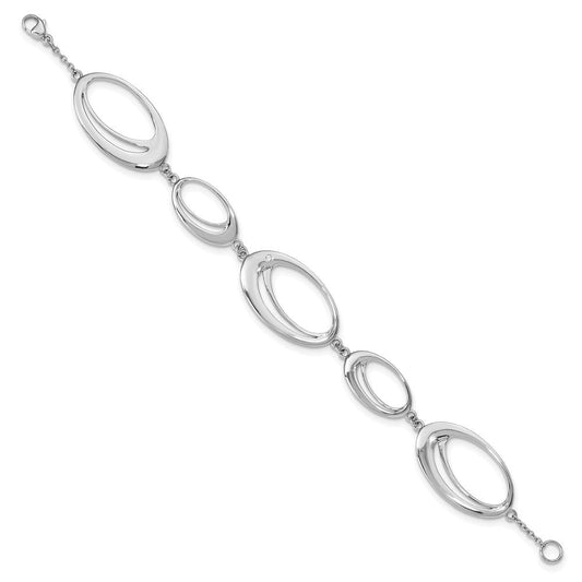 White Ice Sterling Silver Rhodium-plated Diamond 7 Inch Fancy Ovals Bracelet QW237-7