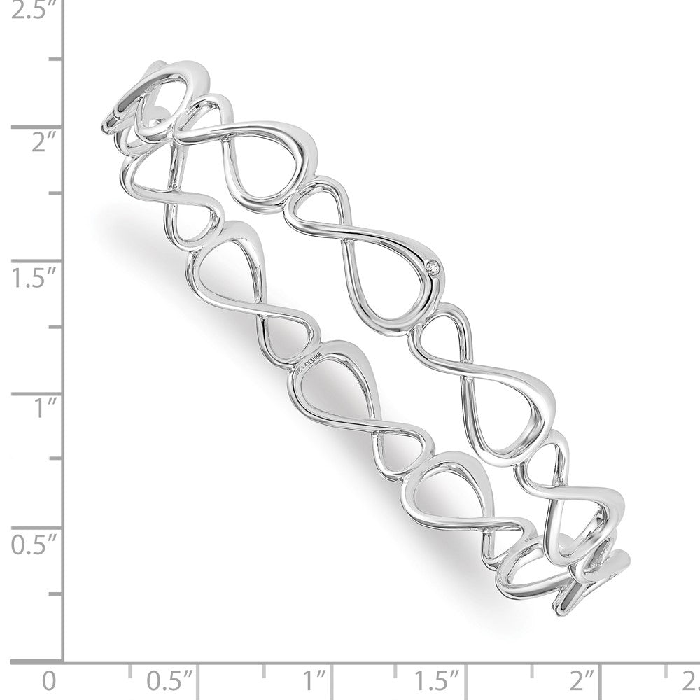 White Ice Sterling Silver Rhodium-plated Diamond Infinity Symbol Bangle QW394