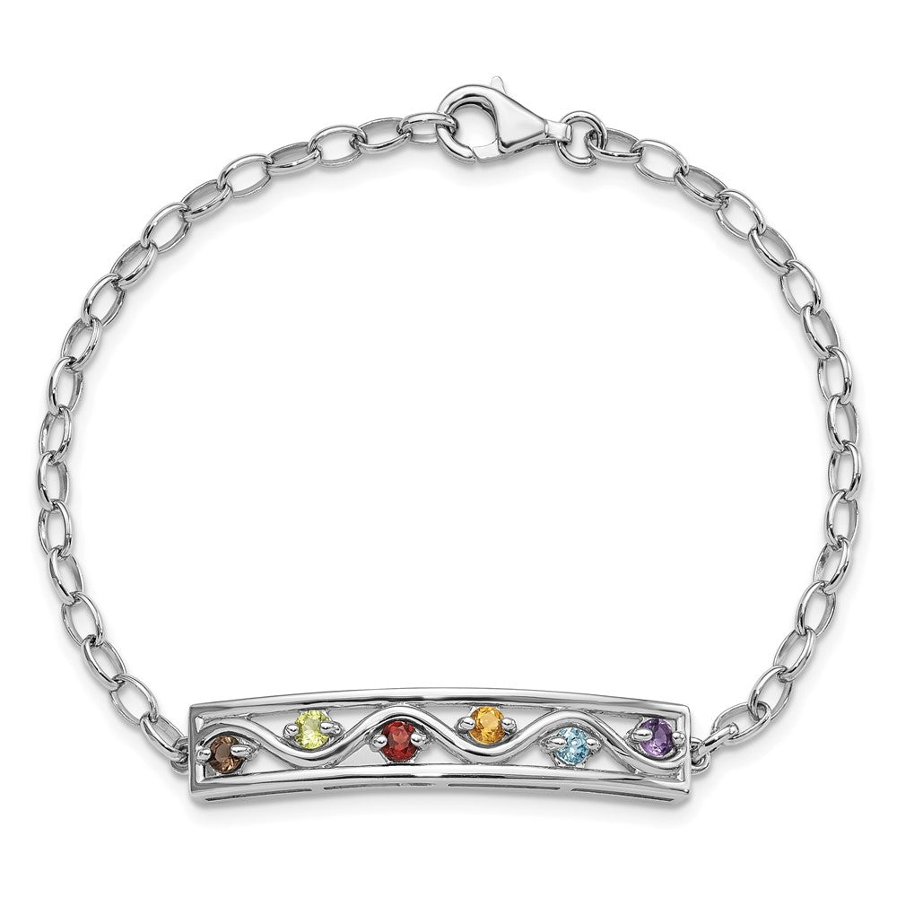 Sterling Silver Rhodium-plated Rainbow Multi Gemstone 7.5in Bracelet QX1001RB