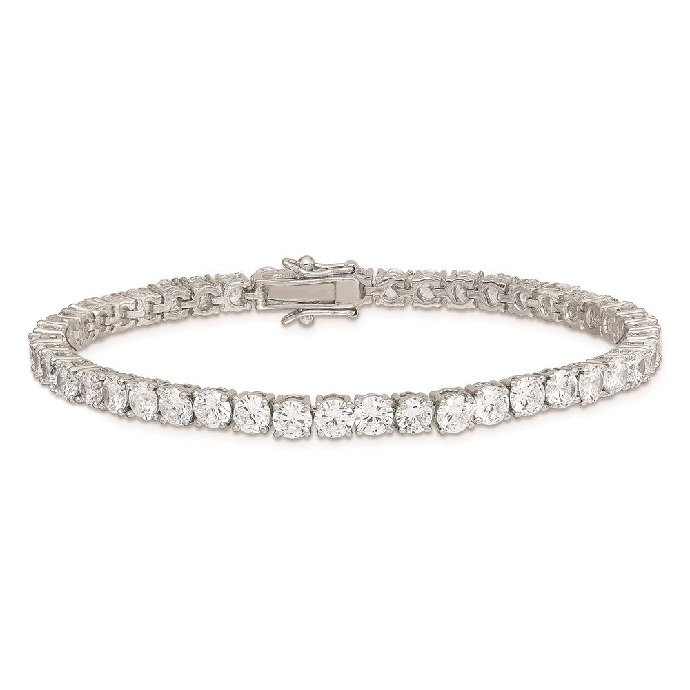 Sterling Silver Rhodium-plated CZ Tennis Bracelet QX107CZ