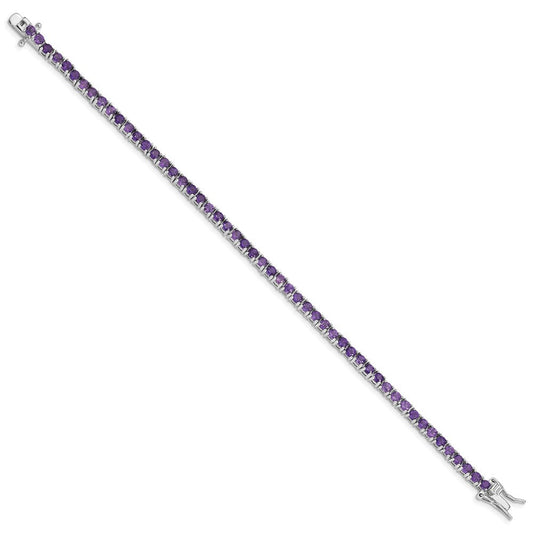 Sterling Silver Rhodium-plated Amethyst Bracelet QX133AM