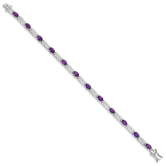 Sterling Silver Rhodium-plated Amethyst Bracelet QX143AM