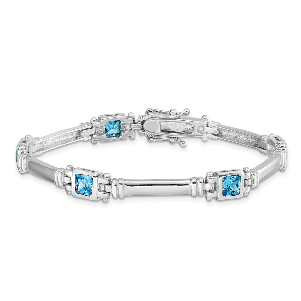 Sterling Silver Rhodium-plated Blue Topaz Bracelet QX160BT