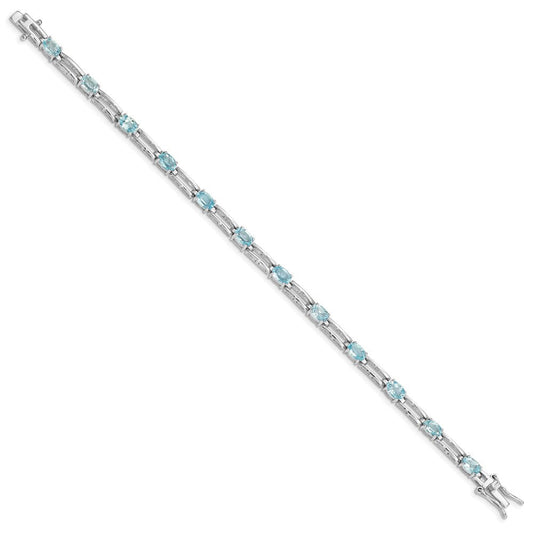 Sterling Silver Rhodium-plated Blue Topaz Bracelet QX162BT