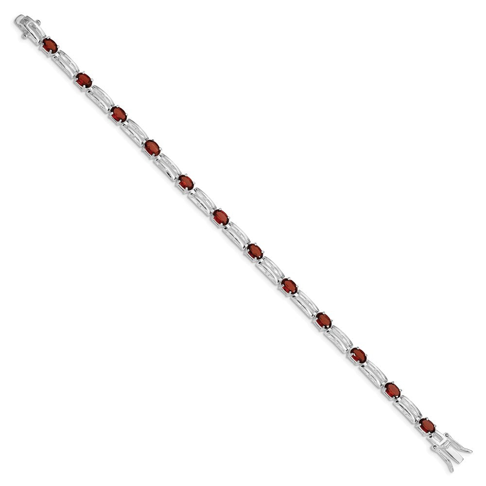 Sterling Silver Rhodium-plated Garnet Bracelet QX180GA