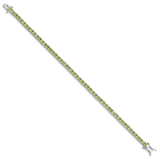 Sterling Silver Rhodium-plated Peridot Bracelet QX188PE