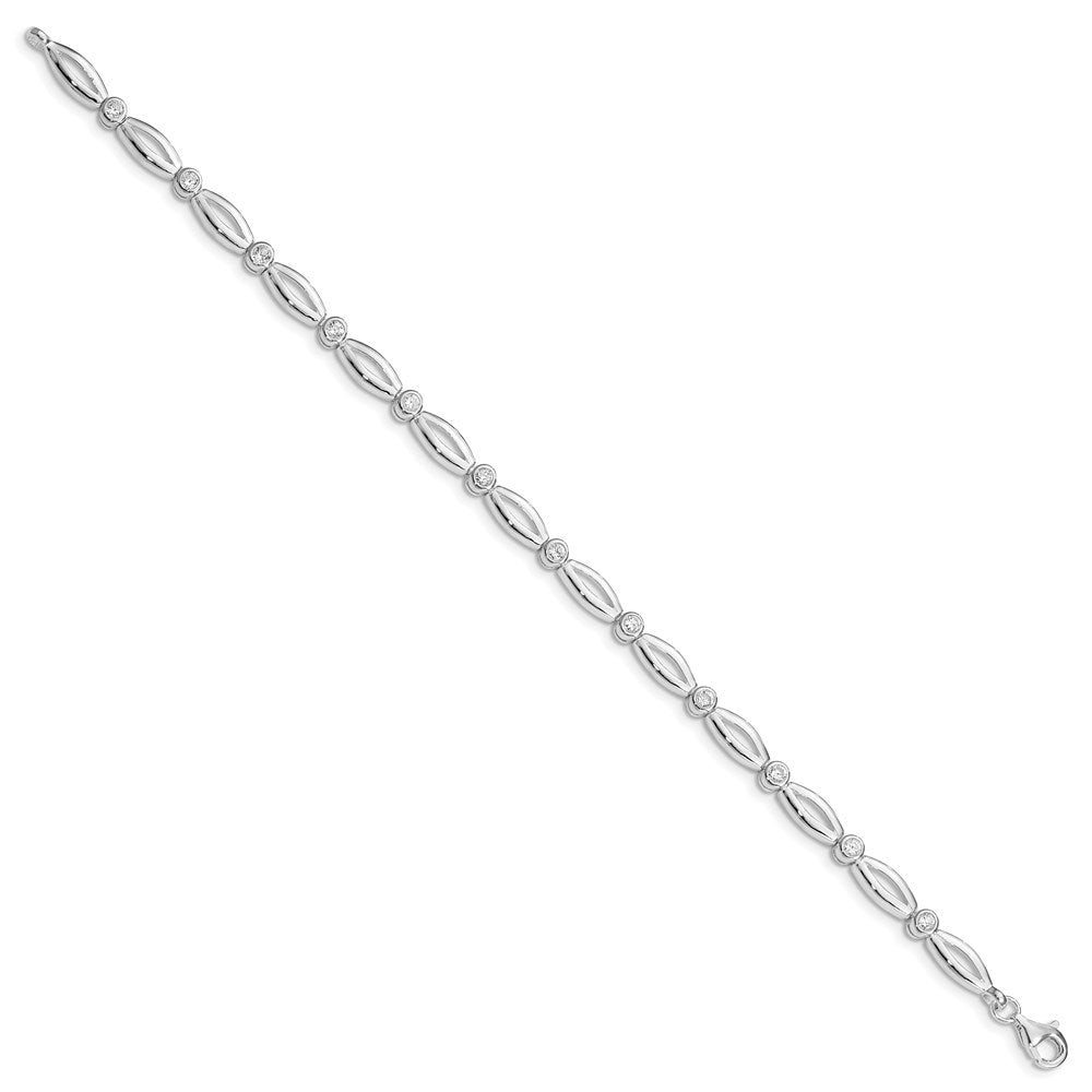 Sterling Silver Rhodium-plated 7inch Polished Fancy CZ Bracelet QX284CZ